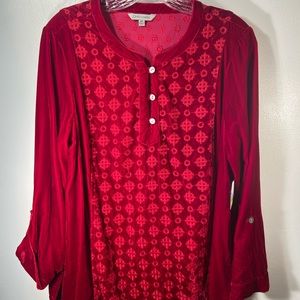 NWT John Mark Crimson Velvet Embroidered Tunic-M